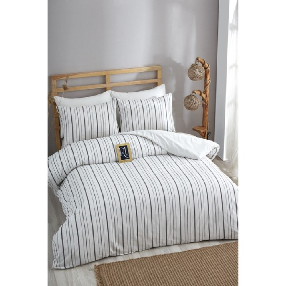 Sanal Trend Home Tek Kişilik Pamuklu Nevresim Seti Line ''160X220'' Çarşafsız - Antrasit - 160 x 220 cm Nevresim Takımı Fiyatı