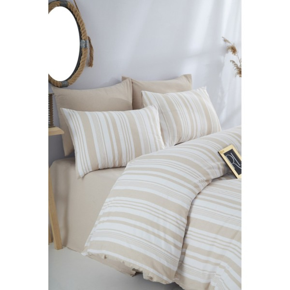 Sanal Trend Home Tek Kişilik Pamuklu Nevresim Seti Line ''160X220'' Çarşafsız - Bej - 160 x 220 cm Nevresim Takımı Fiyatı