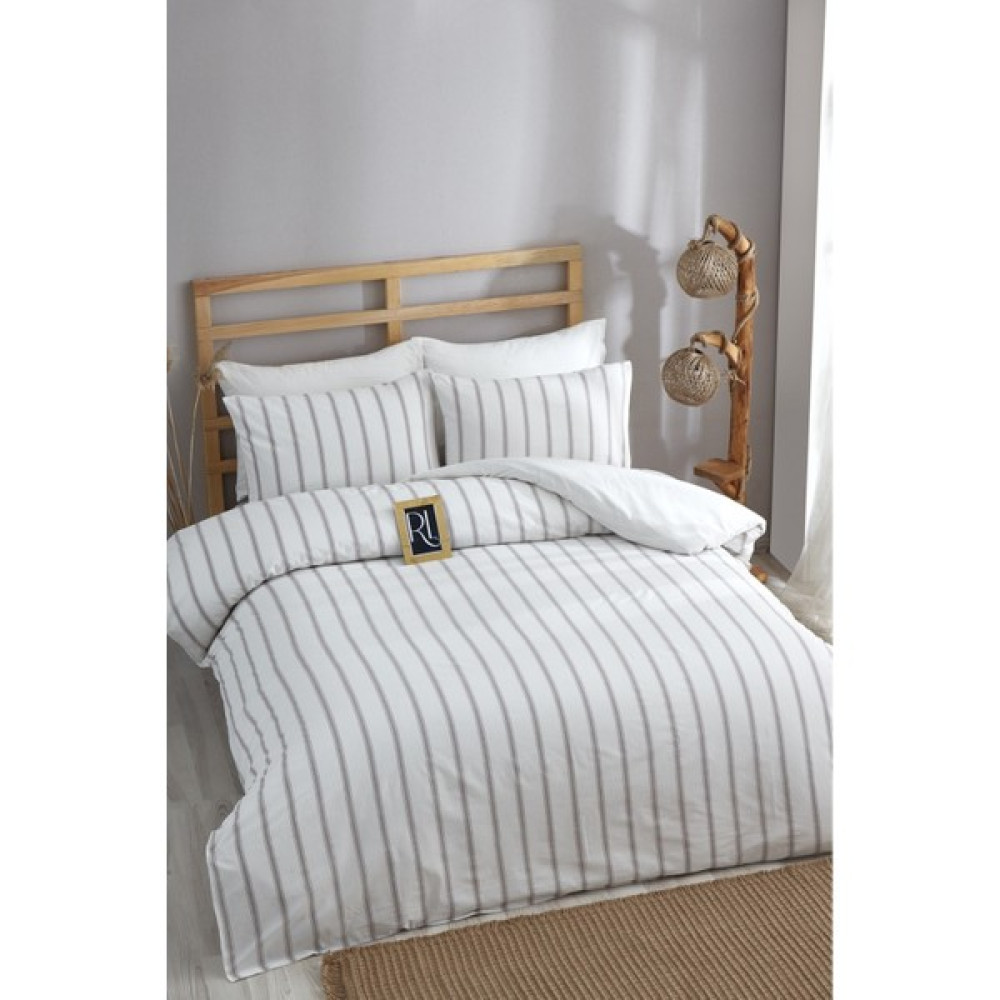 Sanal Trend Home Tek Kişilik Pamuklu Nevresim Seti Line ''160X220'' Çarşafsız - Kahverengi - 160 x 220 cm Nevresim Takımı Fiyatı