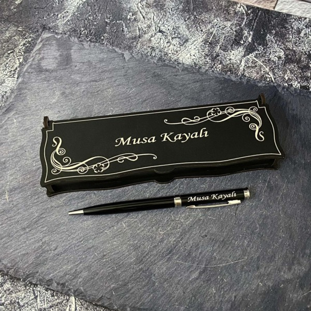 Sanat Hediyelik İsme Özel Metal Tükenmez Kalem Isimli + Ahşap Kutu Seti Tükenmez Kalem Fiyatı