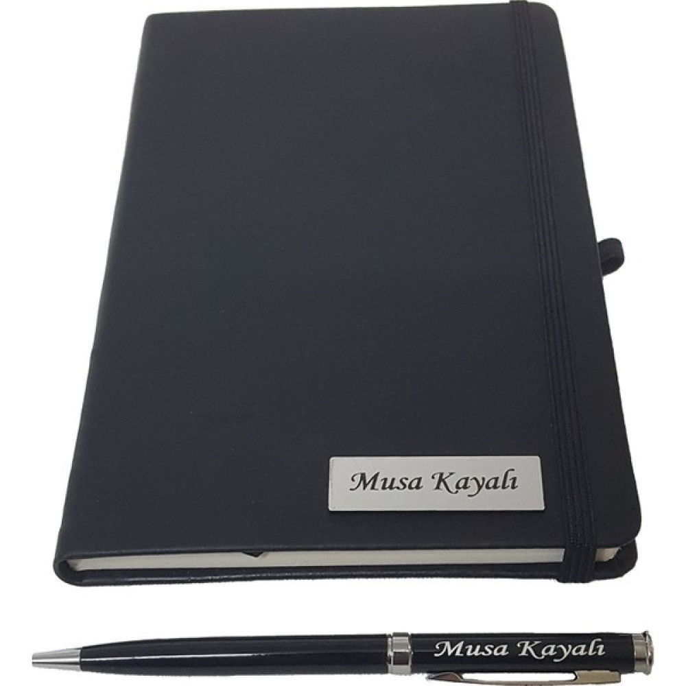 Sanat Hediyelik Kişiye Özel Tarihsiz Siyah Defter ve Metal Kalem / Babalar günü Ajanda Fiyatı