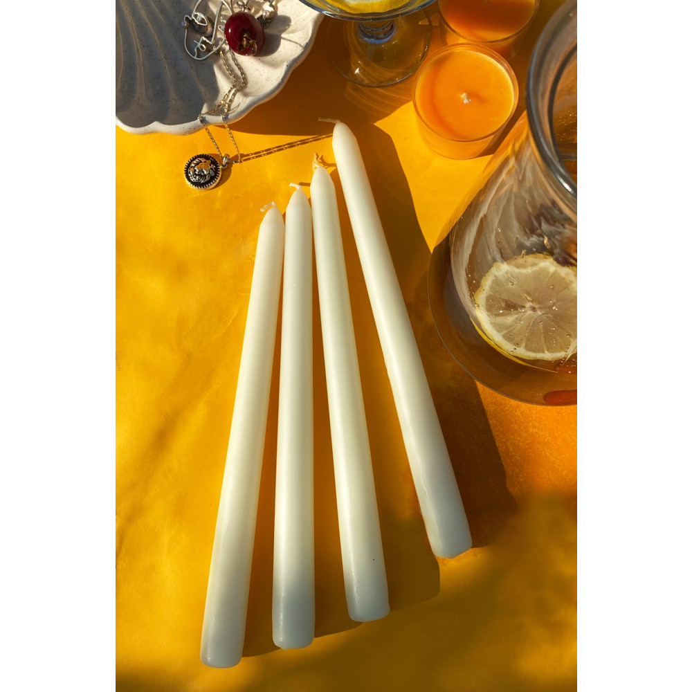 SANAT SEPET İŞLERİ Premium Seri Kokulu Beyaz Konik Şamdan Mum - 4lü Set Dekoratif Mum Fiyatı