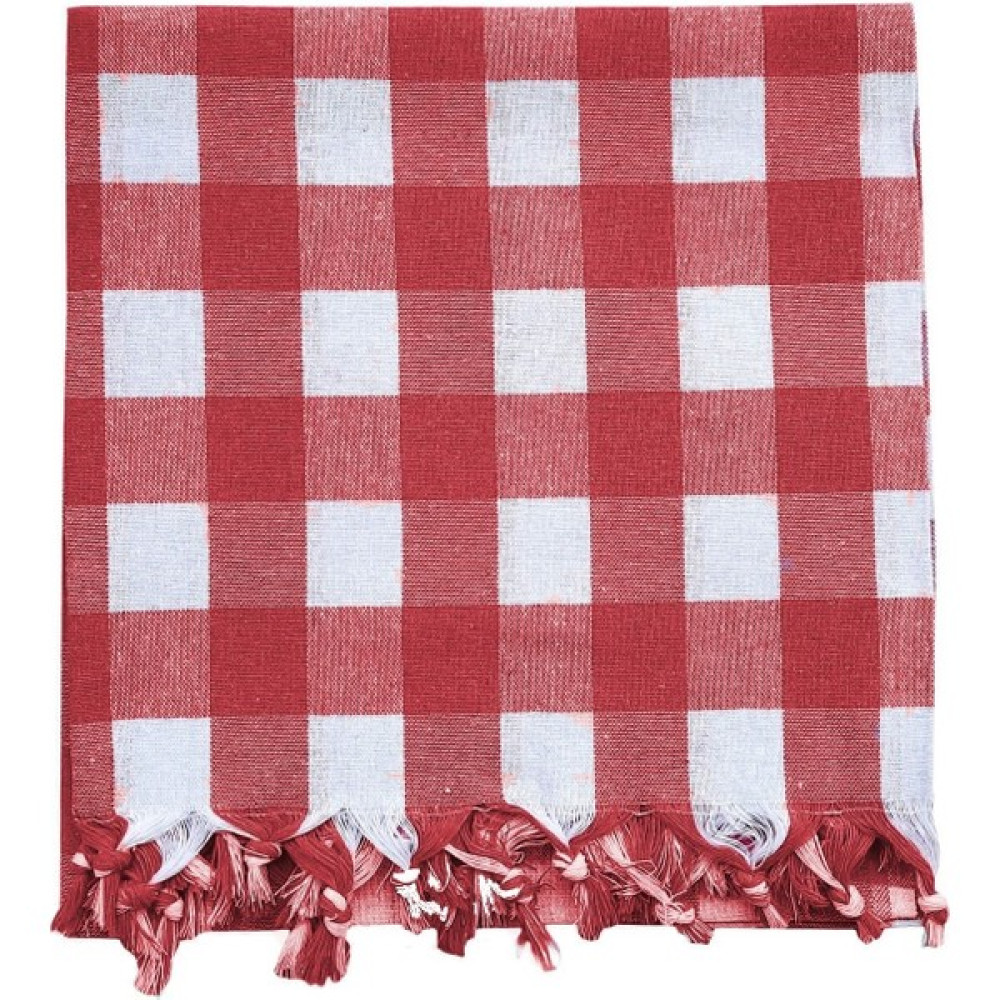 Sanatella 150 x 150 cm Kareli Yer Sofra Bezi Piknik Masa Örtüsü Saçaklı - Kırmızı Masa Örtüsü Fiyatı
