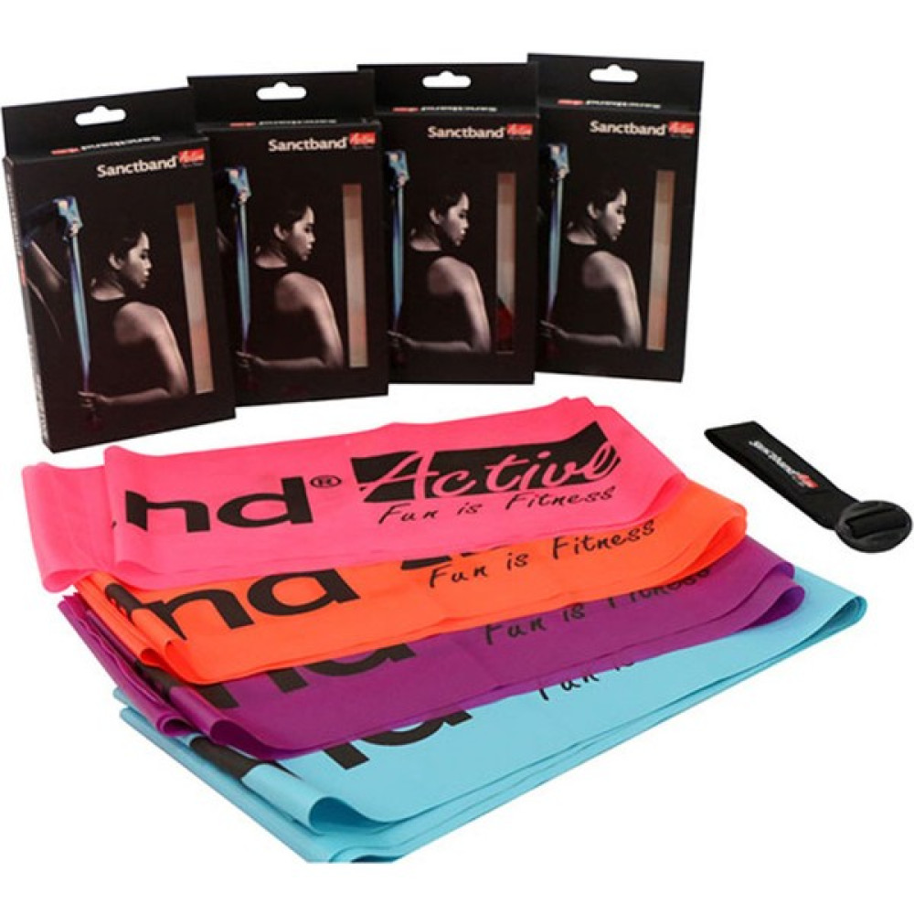 Sanctband Active Resistive Band 2.5 mt Set (Pink-Amber-Purple-Teal) Pilates Fiyatı