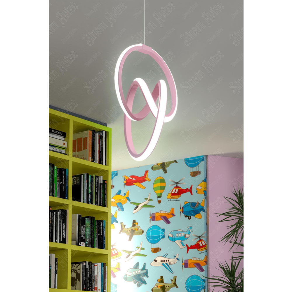 sanctum SERENAT Pembe Modern Beyaz Ledli Avize Genç Çocuk Odası Avizesi Avize Fiyatı