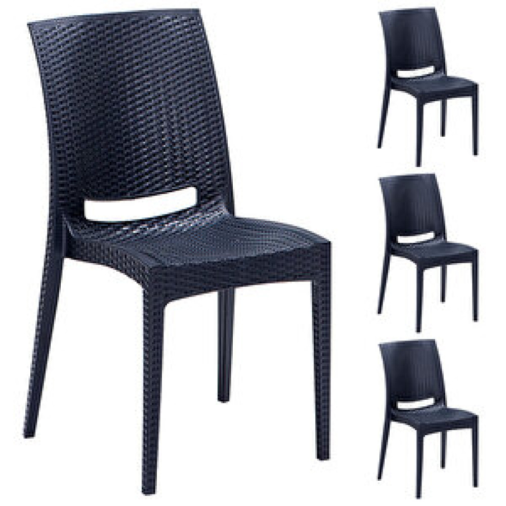 Sandalie 4 Adet Rattan Antrasit Sandalye / Balkon-bahçe-teras Bahçe Sandalyesi Fiyatı