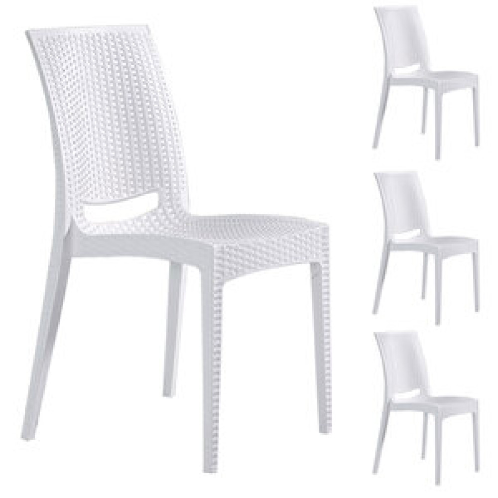 Sandalie 4 Adet Rattan Beyaz Sandalye / Balkon-bahçe-teras Bahçe Sandalyesi Fiyatı