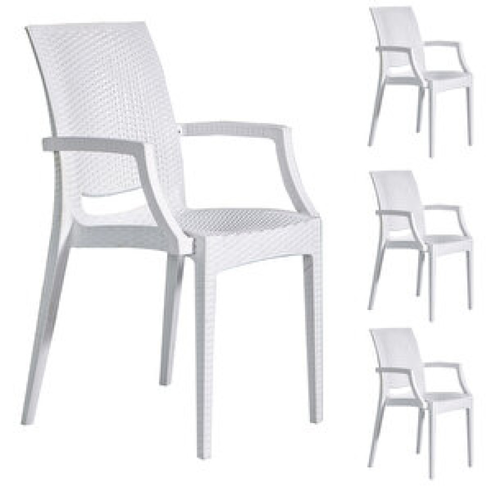 Sandalie 4 Adet Rattan Lüx Beyaz Sandalye / Balkon-bahçe-teras Bahçe Sandalyesi Fiyatı