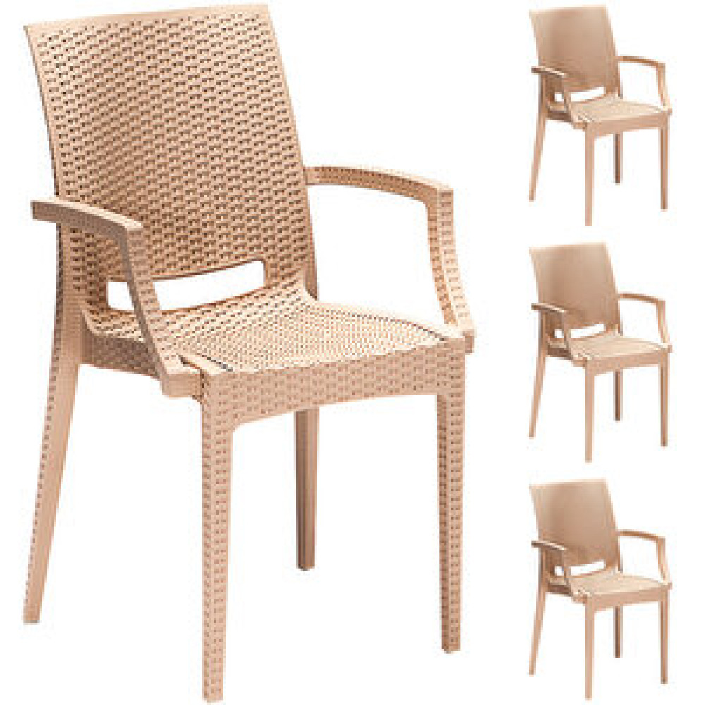 Sandalie 4 Adet Rattan Lüx Cappucino Sandalye / Balkon-bahçe-teras Bahçe Sandalyesi Fiyatı