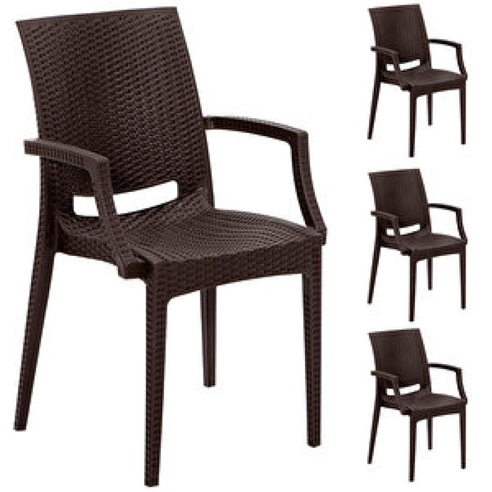 Sandalie 4 Adet Rattan Lüx Kahve Sandalye / Balkon-bahçe-teras Bahçe Sandalyesi Fiyatı