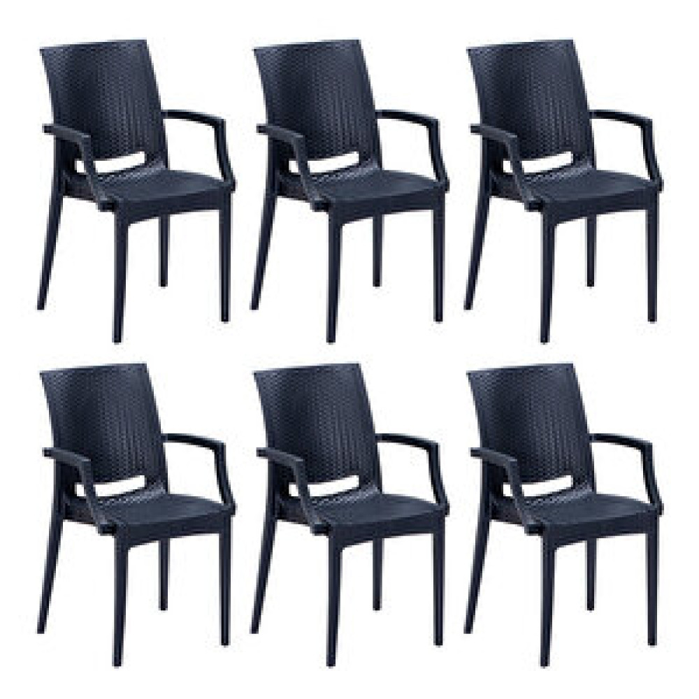 Sandalie 6 Adet Rattan Lüx Antrasit Sandalye / Balkon-bahçe-teras Bahçe Sandalyesi Fiyatı