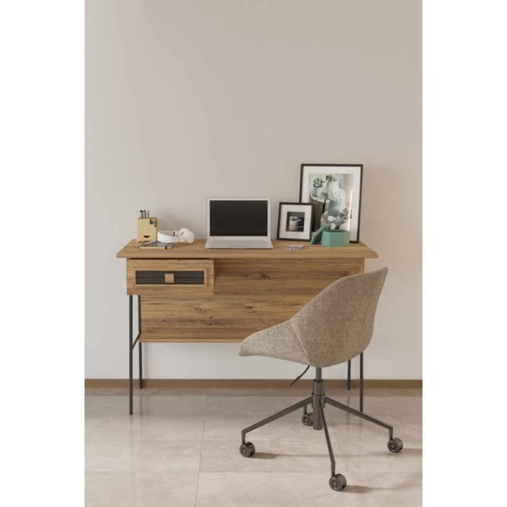 Sandalie Arya 120X59 cm Çalışma Masası Bilgisayar Masası Ofis Ders Yemek Masası Atlantik Çam&siyah - Atlantik Çam Çalışma Masası Fiyatı