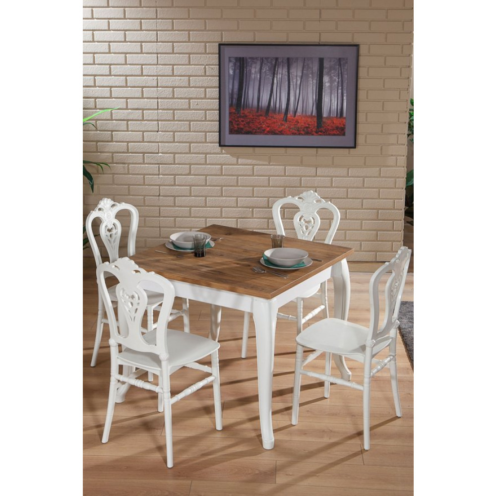 Sandalıe Carisma Beyaz / Sirius Sabit Masa - 4 Sandalye 1 Masa / Salon - Mutfak Masa Takimi Mutfak Dolabı / Mobilyası Fiyatı