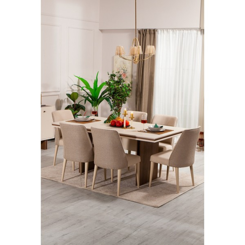 Sandalie Linen 6 Kişilik Yemek Masası Takımı - 6 Sandalye + 1 Masa Yemek & Mutfak Masası Fiyatı