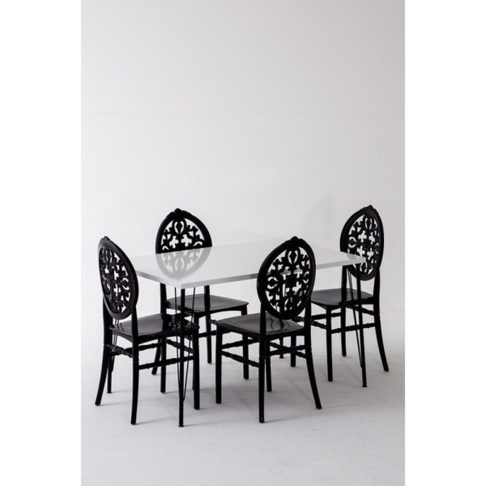 Sandalie Nero Beyaz Masa 75X110 cm Venüs Siyah Sandalye Mutfak Masa Takımı Masa - Sandalye Seti / Takımı Fiyatı