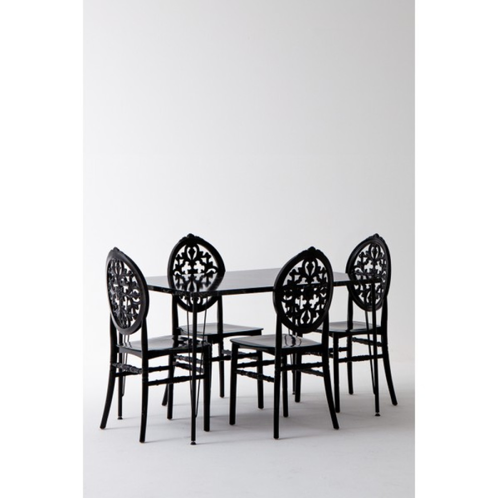 Sandalie Nero Siyah Masa 75X110 cm Venüs Siyah Sandalye Mutfak Masa Takımı Masa - Sandalye Seti / Takımı Fiyatı