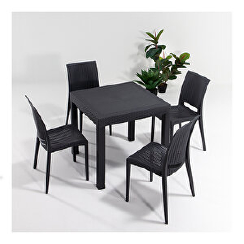 Sandalie Rattan 80x80 Bahçe Masa Seti Antrasit Bahçe Masası Fiyatı