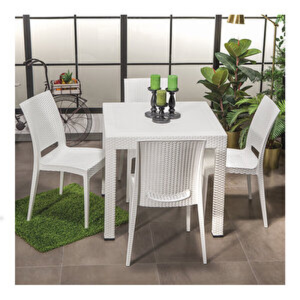 Sandalie Rattan 80x80 Bahçe Masa Seti Beyaz Bahçe Masası Fiyatı