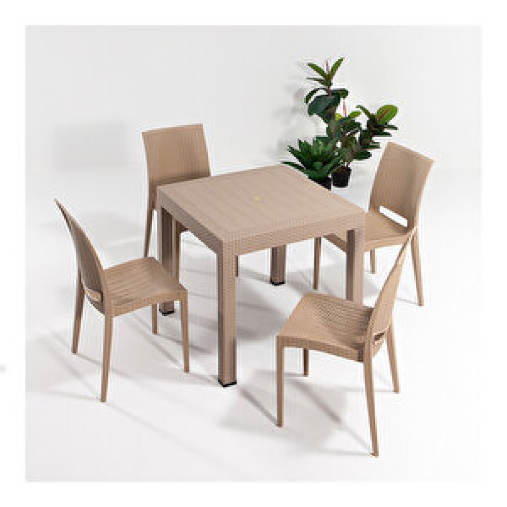 Sandalie Rattan 80x80 Bahçe Masa Seti Cappucino Bahçe Masası Fiyatı