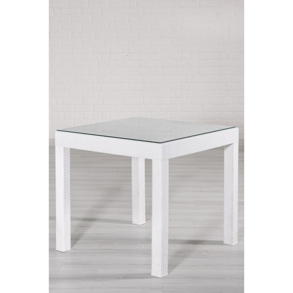 Sandalie Rattan 80X80 Camlı Beyaz Masa - Bahçe&balkon&teras Bahçe Masası Fiyatı