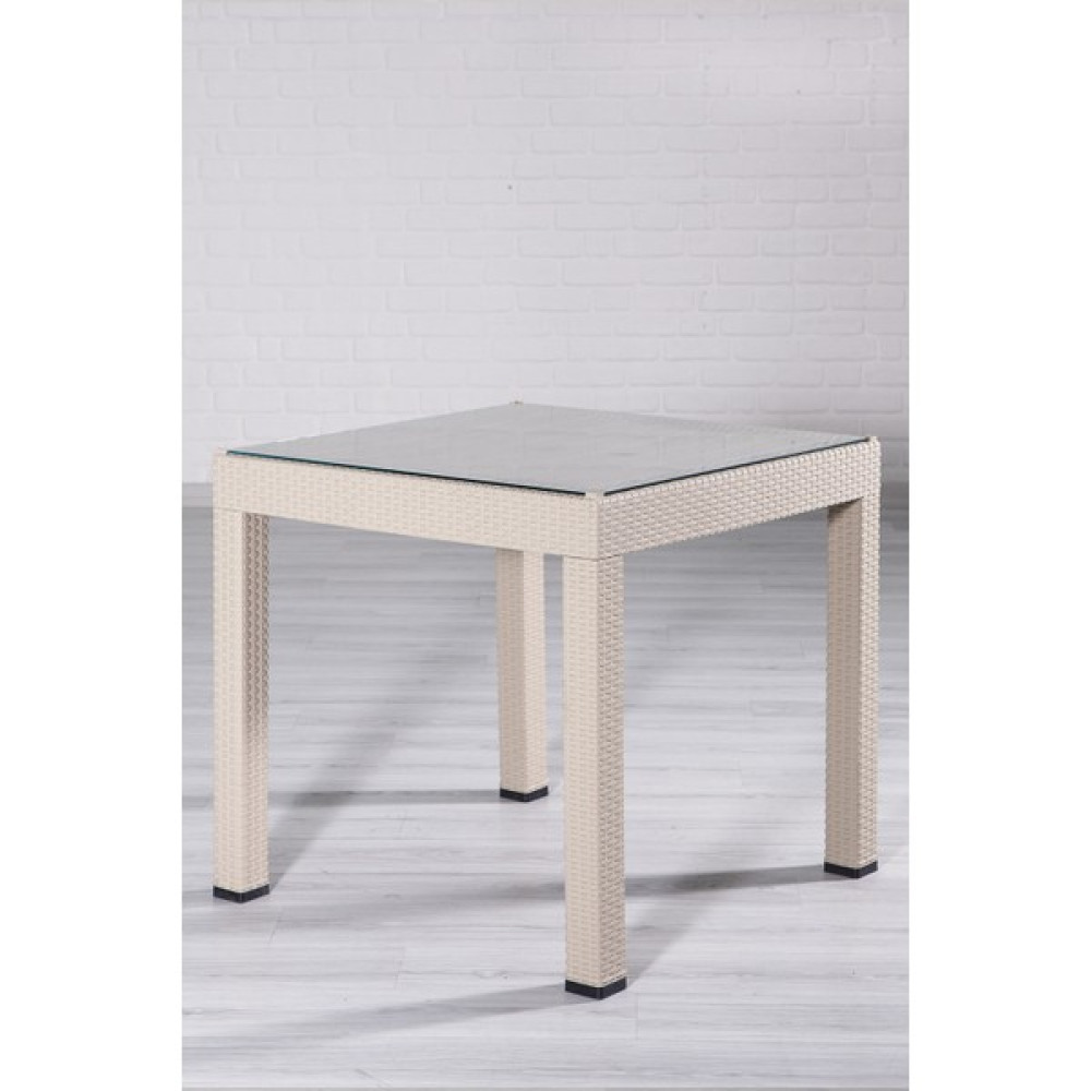 Sandalie Rattan 80X80 Camlı Cappucino Masa - Bahçe&balkon&teras Bahçe Masası Fiyatı