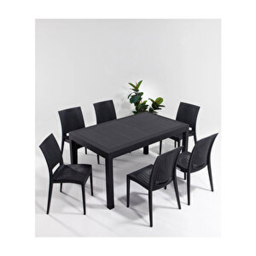 Sandalie Rattan 90x150 Bahçe Masa Seti Antrasit Bahçe Mobilyası Takımı Fiyatı