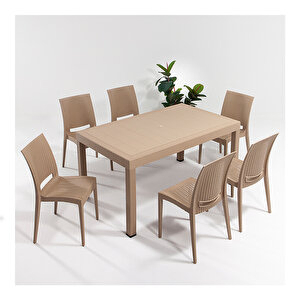 Sandalie Rattan 90x150 Bahçe Masa Seti Cappucino Bahçe Mobilyası Takımı Fiyatı
