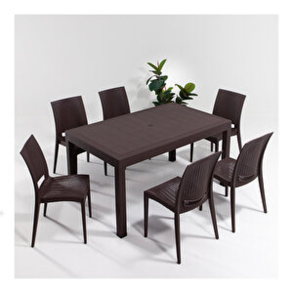Sandalie Rattan 90x150 Bahçe Masa Seti Kahve Bahçe Mobilyası Takımı Fiyatı