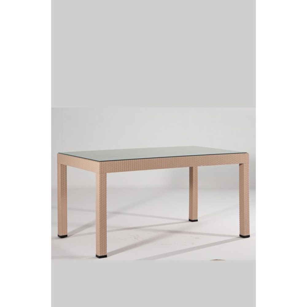 Sandalie Rattan 90X150 Camlı Cappucino Masa - Bahçe&balkon&teras Bahçe Masası Fiyatı