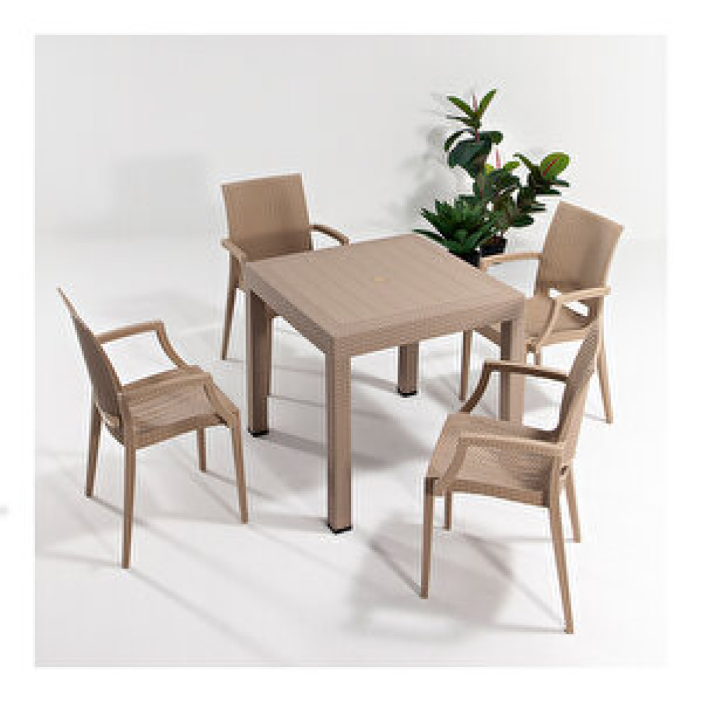 Sandalie Rattan Kollu 80x80 Bahçe Set Cappucino Bahçe Masası Fiyatı