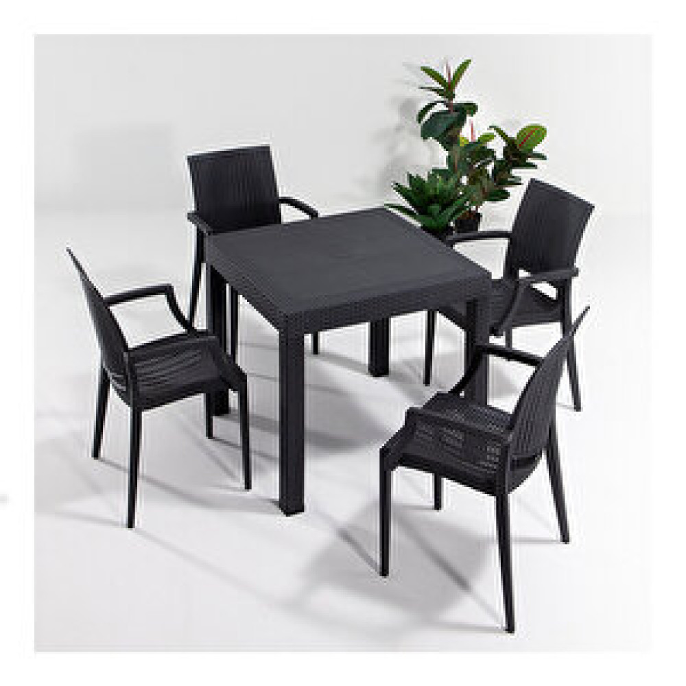 Sandalie Rattan Kollu 80x80 Bahçe Seti Antrasit Bahçe Masası Fiyatı