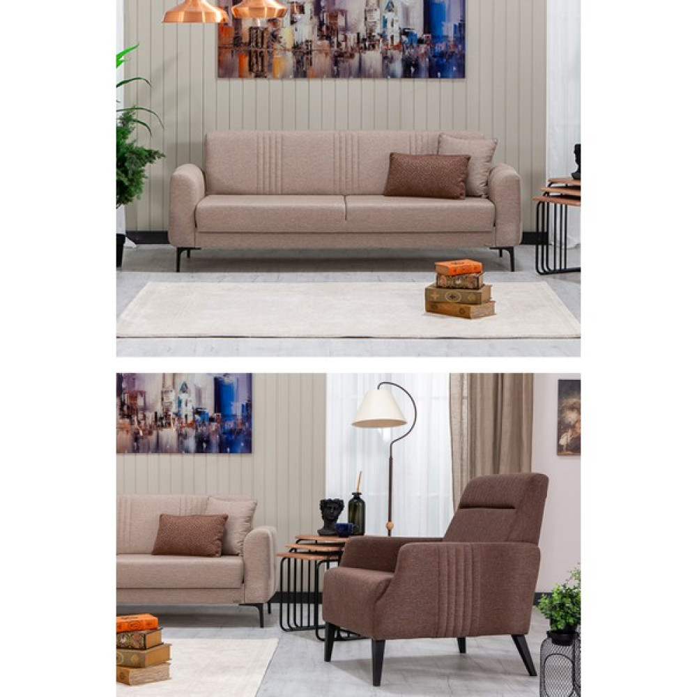 Sandalie Rio 3+1 Salon&oturma Odası Koltuk Takımı - Krem&kahve Koltuk Takımı / Seti Fiyatı