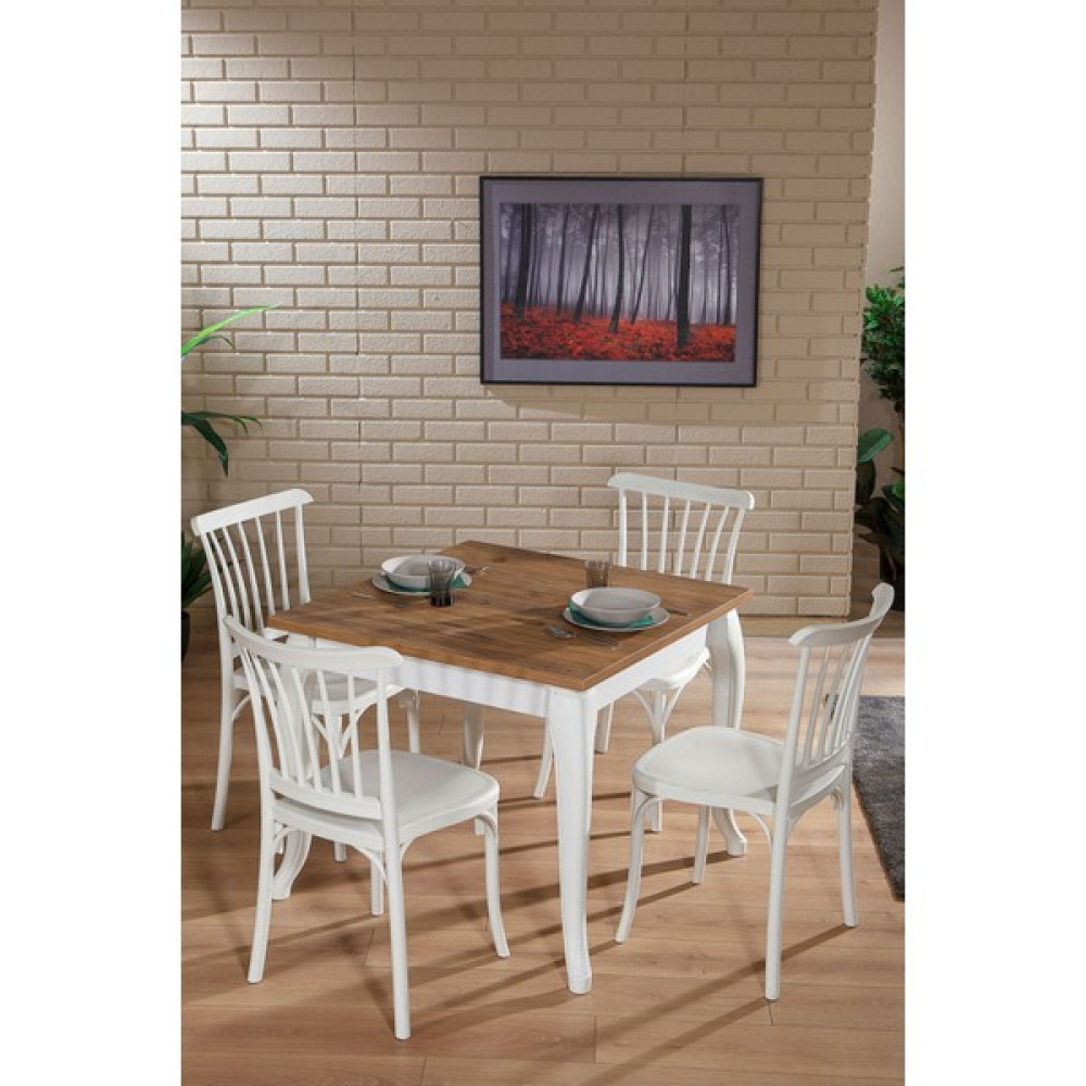 Sandalie Violet Beyaz / Sirius Sabit Masa - 4 Sandalye 1 Masa / Salon - Mutfak Masa Takımı Masa - Sandalye Seti / Takımı Fiyatı
