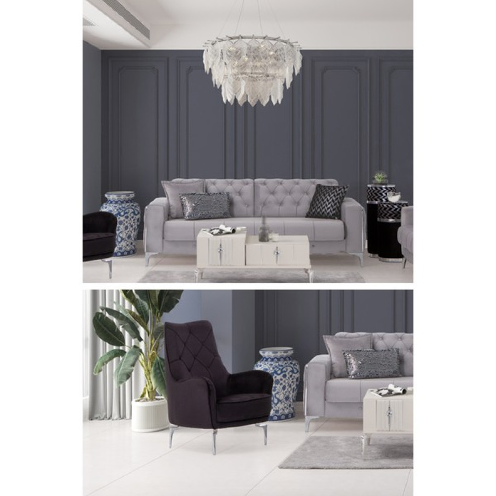 Sandalie Vivaldi 3+1 Salon&oturma Odası Koltuk Takımı - Gri&siyah Koltuk Takımı / Seti Fiyatı