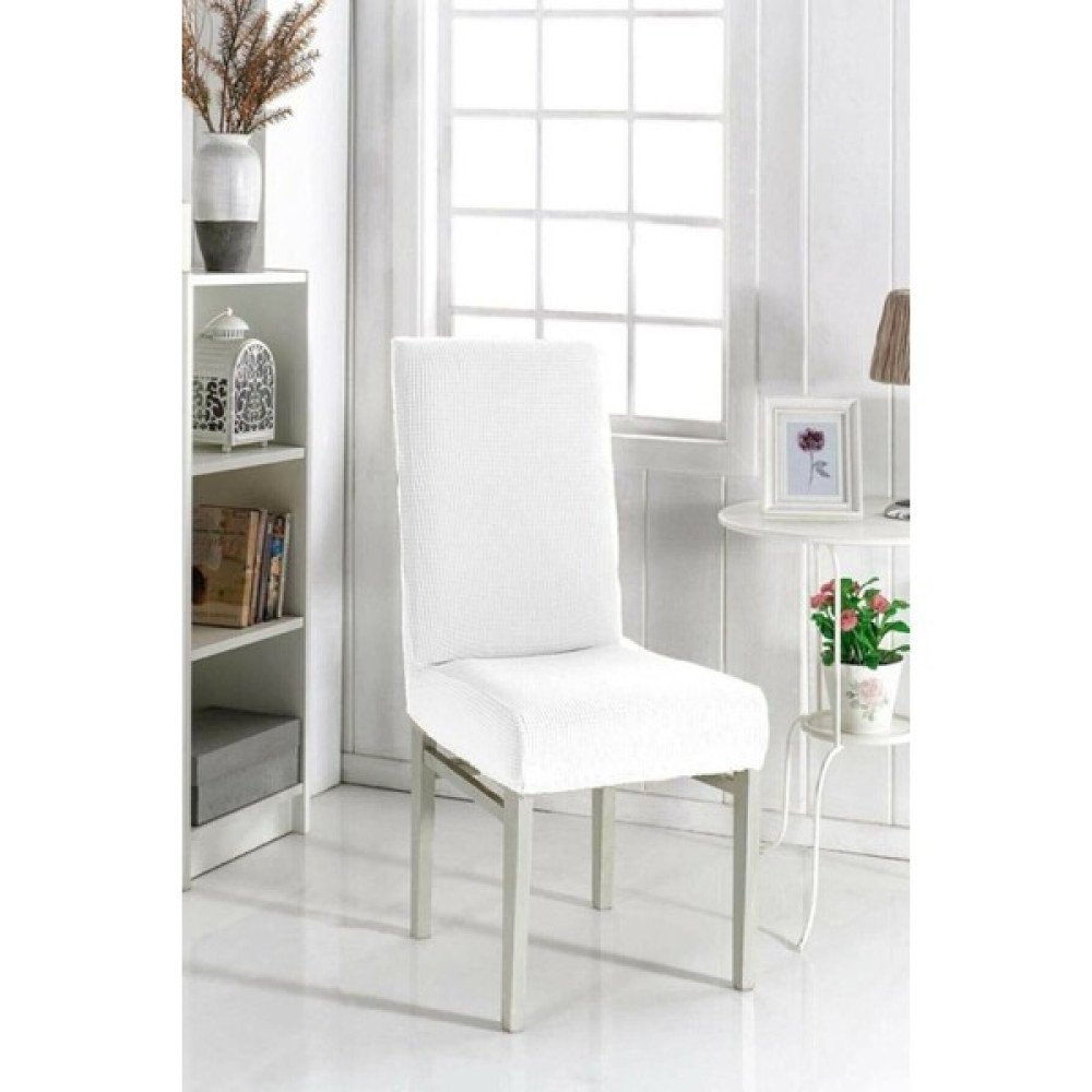 Sandalye Kılıfı Likralı ,lastıklı ,yıkanabilir Piti Kare Desen 1 Adet - 45 x 45 x 60 cm - Beyaz Koltuk & Kanepe Örtüsü Fiyatı