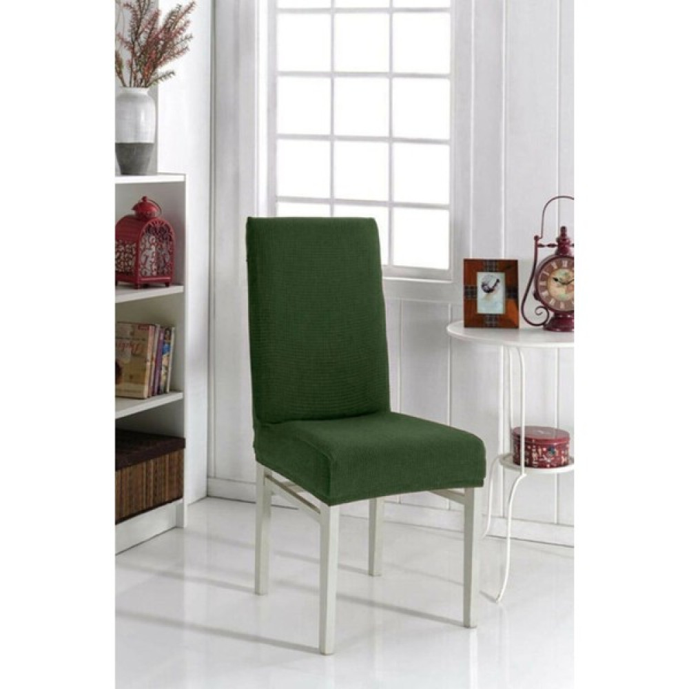 Sandalye Kılıfı Likralı ,lastıklı ,yıkanabilir Piti Kare Desen 1 Adet - 45 x 45 x 60 cm - Koyu Yeşil Koltuk & Kanepe Örtüsü Fiyatı