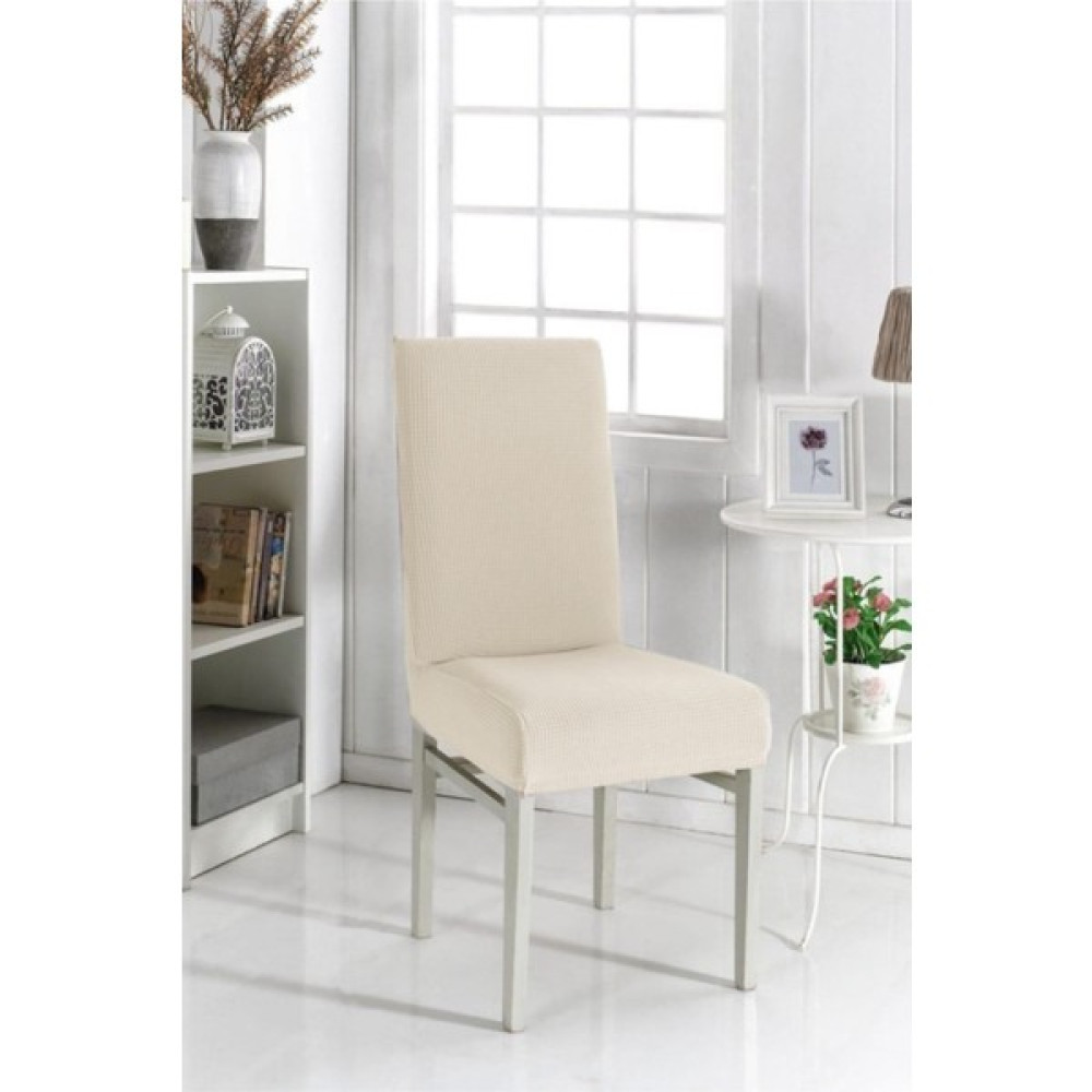 Sandalye Kılıfı Likralı ,lastıklı ,yıkanabilir Piti Kare Desen 1 Adet - 45 x 45 x 60 cm - Krem Koltuk & Kanepe Örtüsü Fiyatı