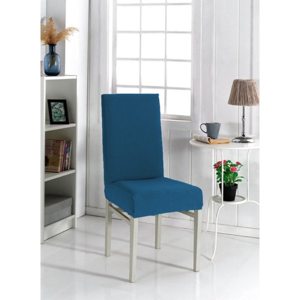 Sandalye Kılıfı Likralı ,lastıklı ,yıkanabilir Piti Kare Desen 1 Adet - 45 x 45 x 60 cm - Petrol Koltuk & Kanepe Örtüsü Fiyatı