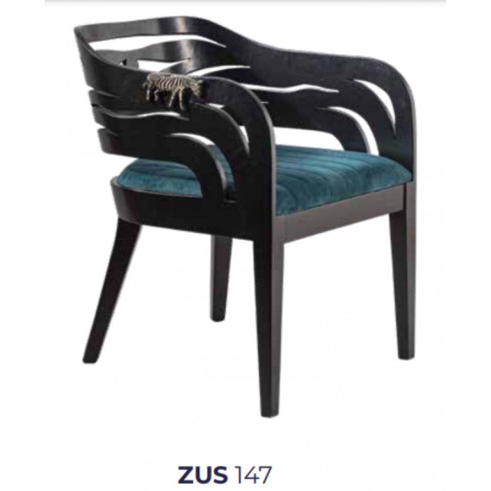 Sandalye198723 Zus147 Zebra Model Tam Kolçak Kayın Ayak Parlak Siyah Boya El Yapı Yemek Odası Takımı / Seti Fiyatı