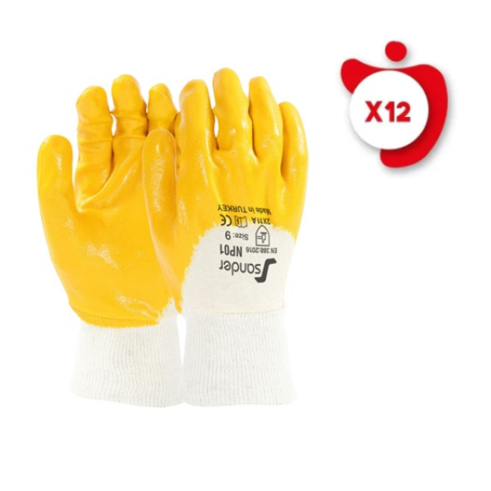 Sander Sari Nitril Eldiven Np01- No:10 (1 Paket:12 Cift) İş Eldiveni Fiyatı
