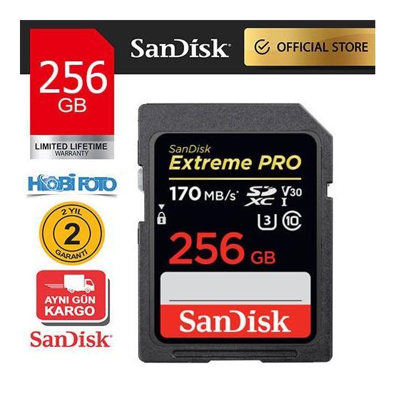 Sandisk 256GB Extreme Pro Class 10 95Mb-S SD Hafıza Kartı
