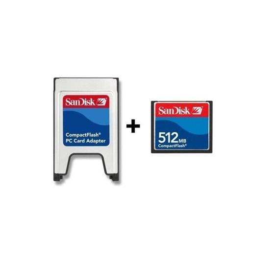 Sandisk PCMCIA-CF Compact Flash Adaptör + 512MB Compact Flash Kart