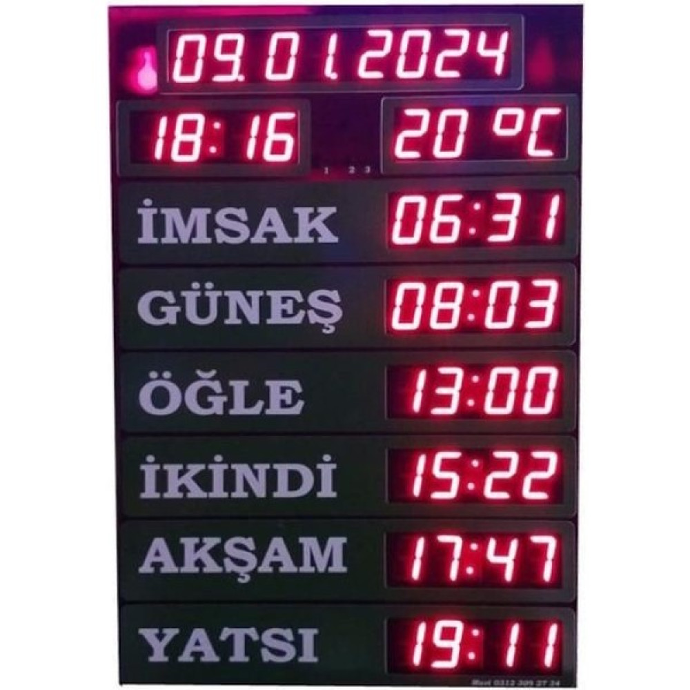 Sanec Cami Namaz Vakitmatik (Kasa Ölçüsü: 40X60 Cm) - Kırmızı Dekoratif Lamba Fiyatı