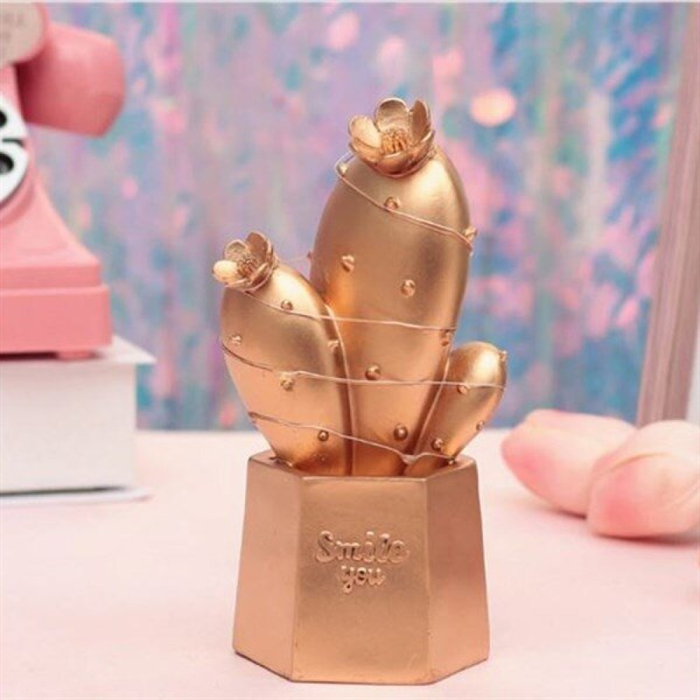Sanec LED Işıklı Sevimli Kaktüs Dekoratif Masa Lambası Mini Biblo Gece Lambası Gold Gece Lambası Fiyatı
