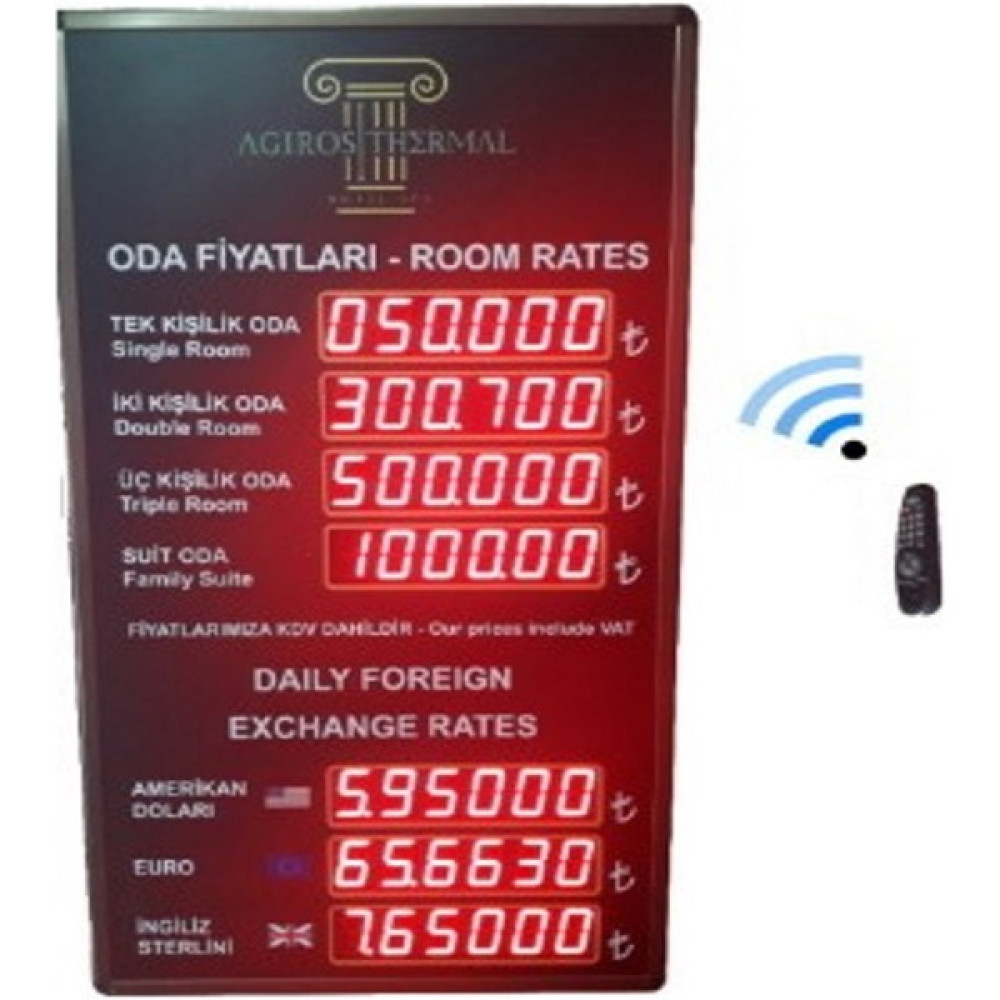 Sanec Otel Oda Ücret ve Döviz Panosu (Kasa Ölçüsü 70X45 Cm) Termometre & Higrometre Fiyatı