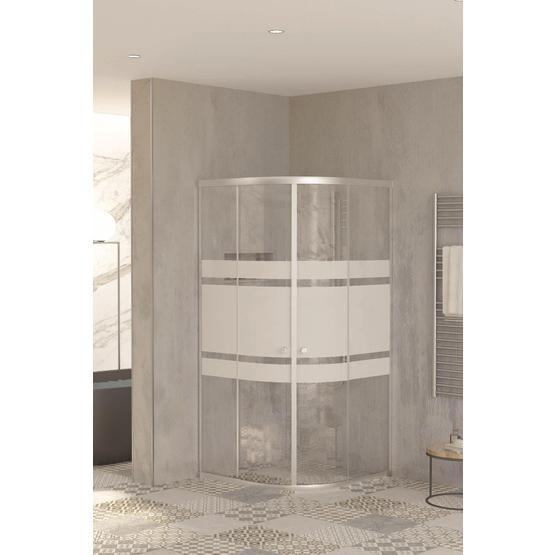Sanica 5 mm 100x100 Oval Şerit Desenli Orbit Cam Duşakabin