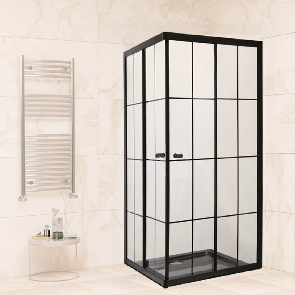 Sanica Magna Kabin Kare Siyah Şerit Desen 4mm 80 x 80 cm Duşakabin Fiyatı