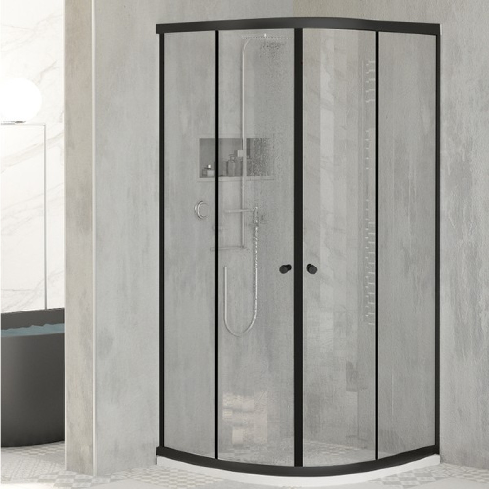 Sanica Magna Kabin Oval Siyah Şeffaf 4mm 100 x 100 cm Duşakabin Fiyatı