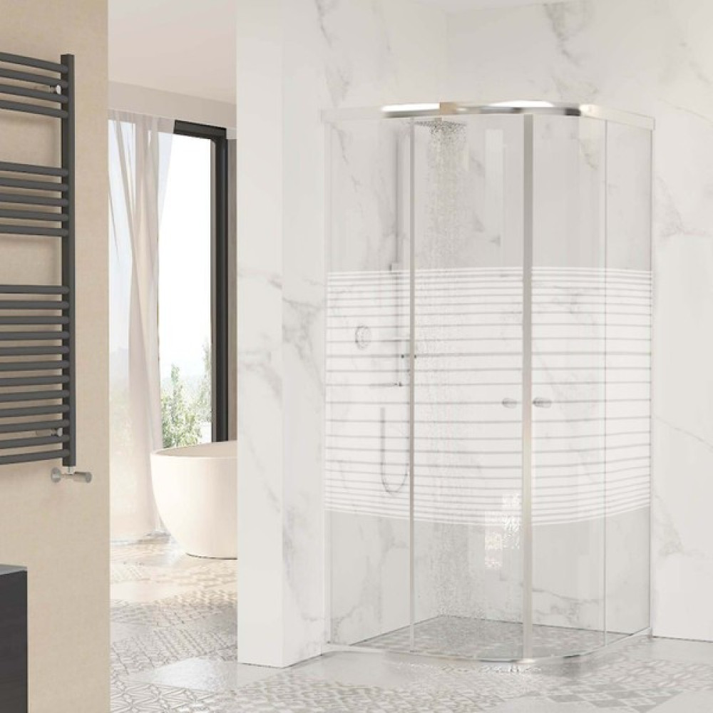 Sanica Magna Oval Çizgi Desenli 4 mm Duşakabin 90 x 90 cm Duşakabin Fiyatı