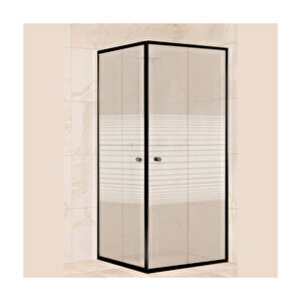Sanica Magna Siyah Kare Çizgi Desenli 4 Mm Duşakabin 178 Cm 100x100 cm Duşakabin Fiyatı